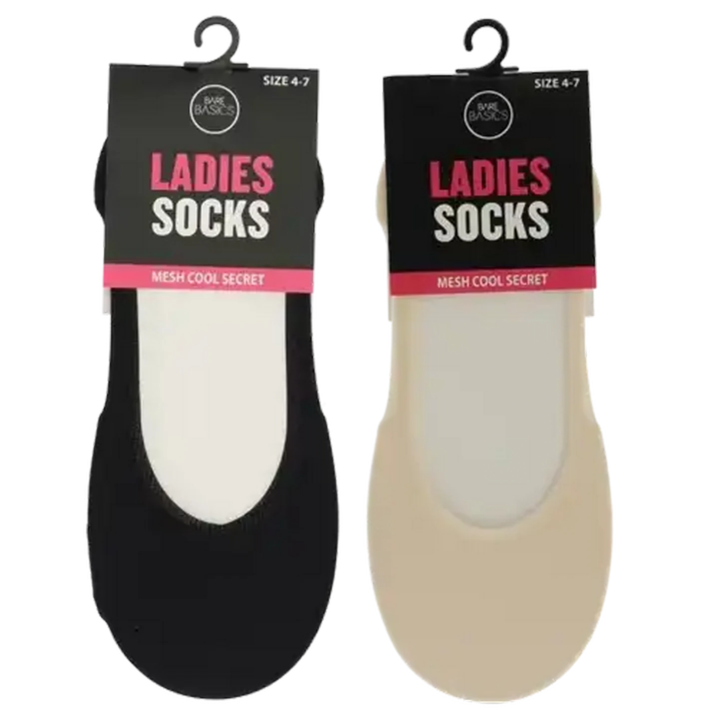 Image of Bare Basics Ladies Mesh Cool Secret Socks Size 4 - 7 (Colour May Vary)