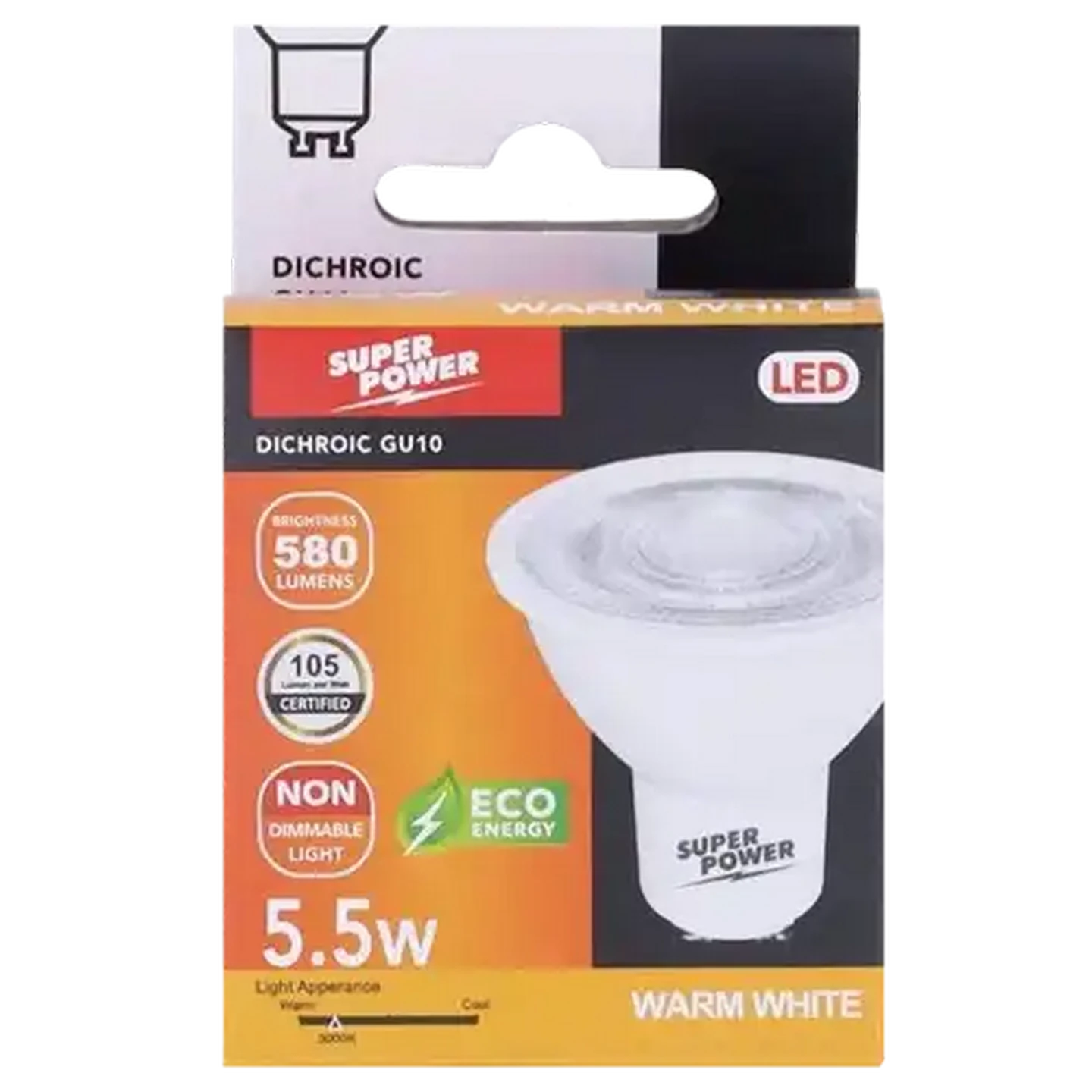 Image of Super Power GU10 Warm White LED Twist & Lock Globe 5.5W