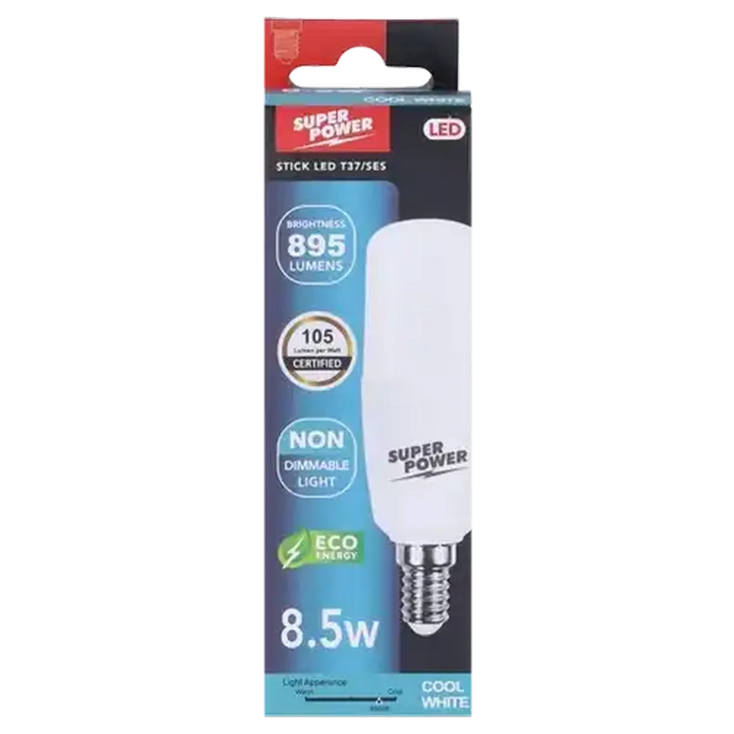 Image of Super Power SES LED Globe Cool White Small Edison Screw 8.5W