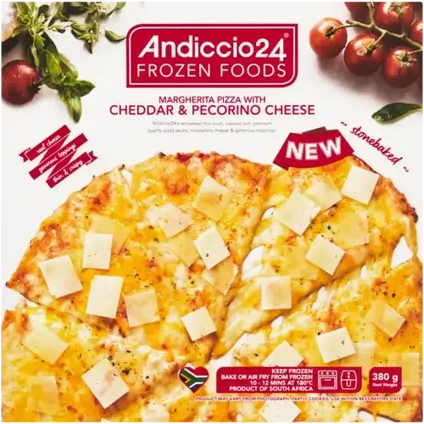 Image of Andiccio24 Frozen Margherita Pizza with Cheddar & Pecorino Cheese 380g