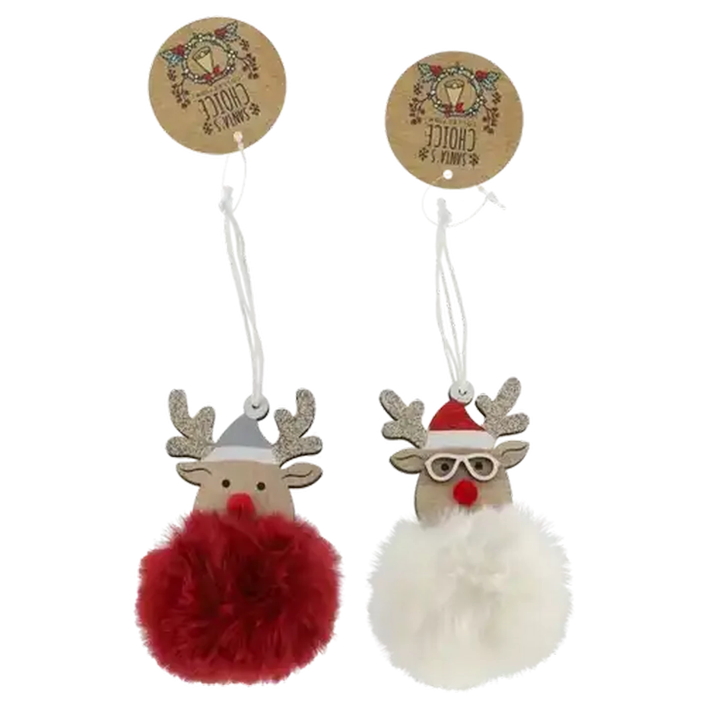 Image of Santa's Choice Furball Reindeer Tree Decor (Colour May Vary)