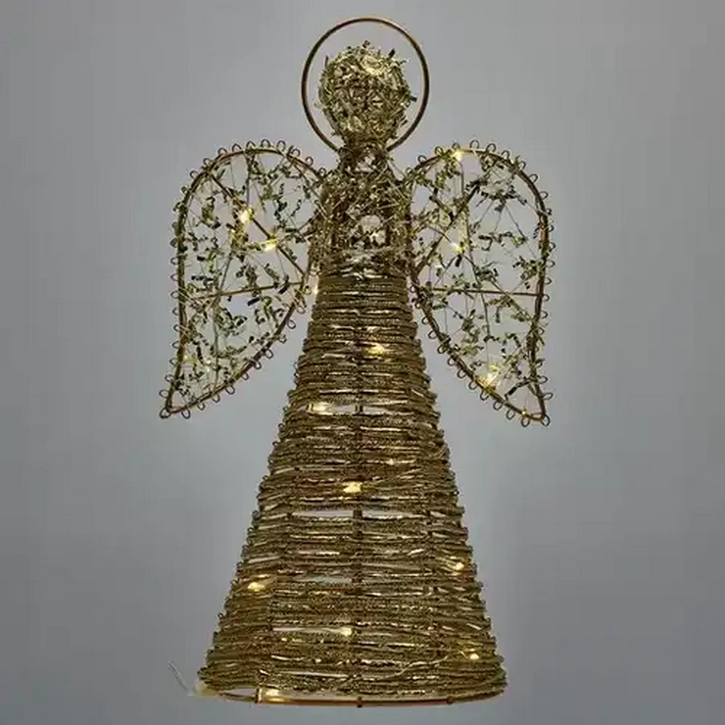 Image of Battery Operated Metal Angel Tree Top with Lights 29cm