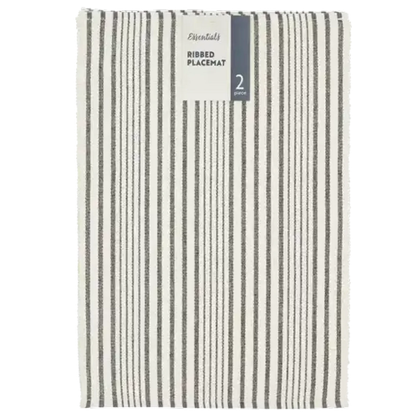 Image of Essentials Grey Ribbed Placemat 2 Piece 30 x 45cm