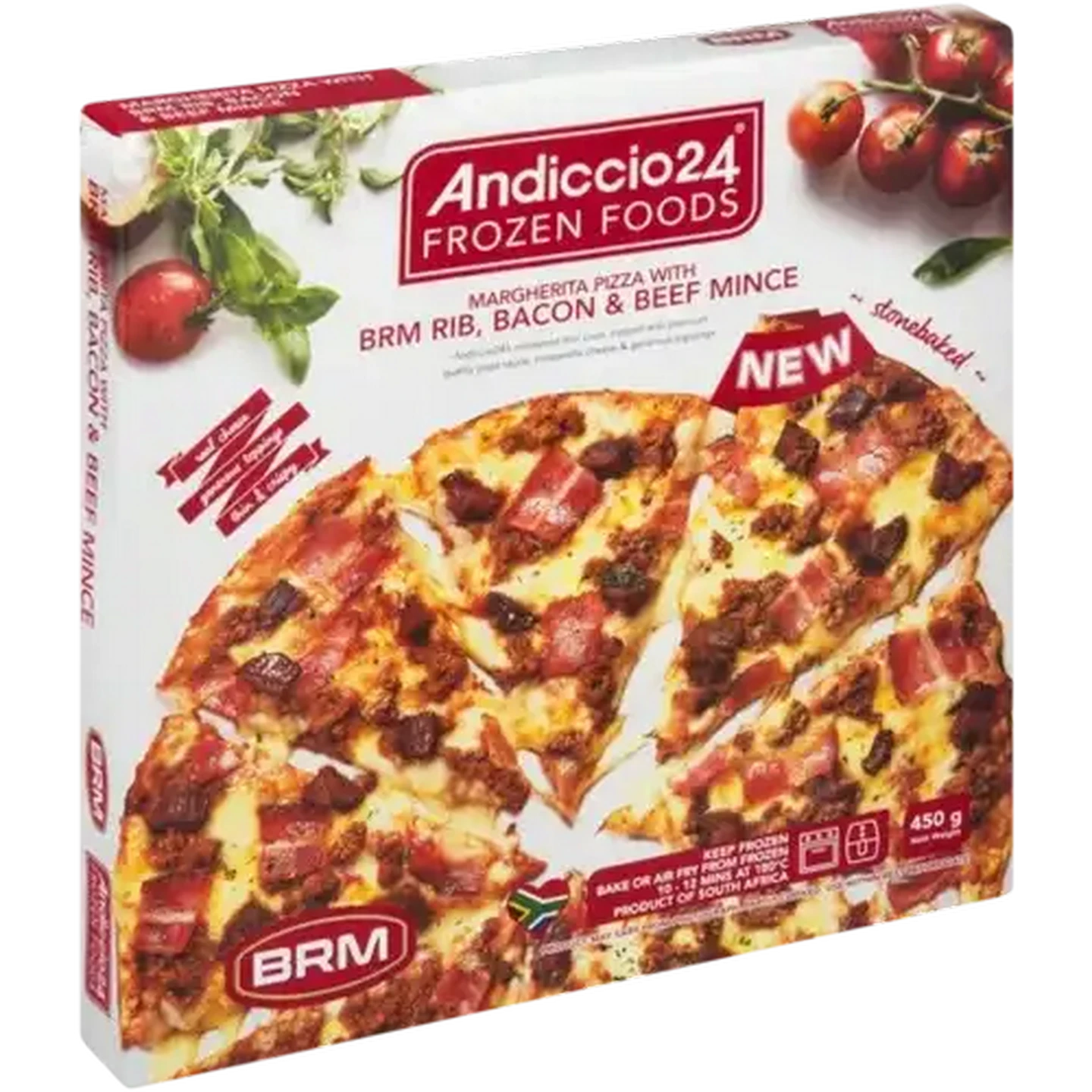 Image of Andiccio24 Frozen Margherita Pizza with BRM Rib, Bacon & Beef Mince 450g