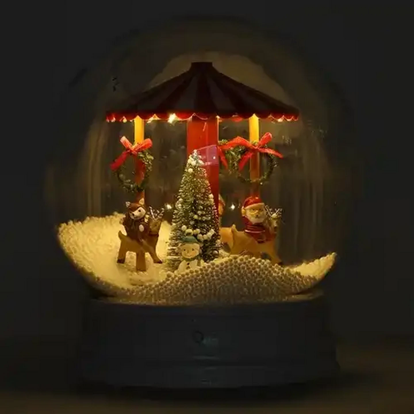 Image of Christmas Snow Globe with Lights & Blowing Snow 23cm