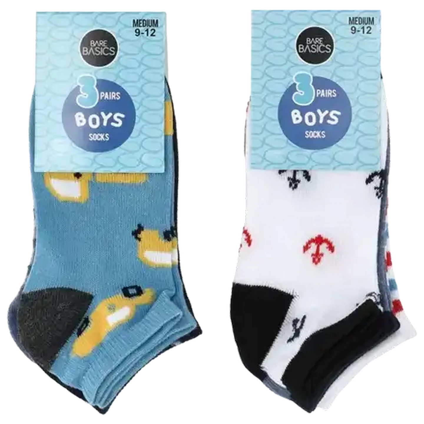 Image of Bare Basics Boys Medium Low Cut Socks 9-12 3-Pack (Design May Vary)