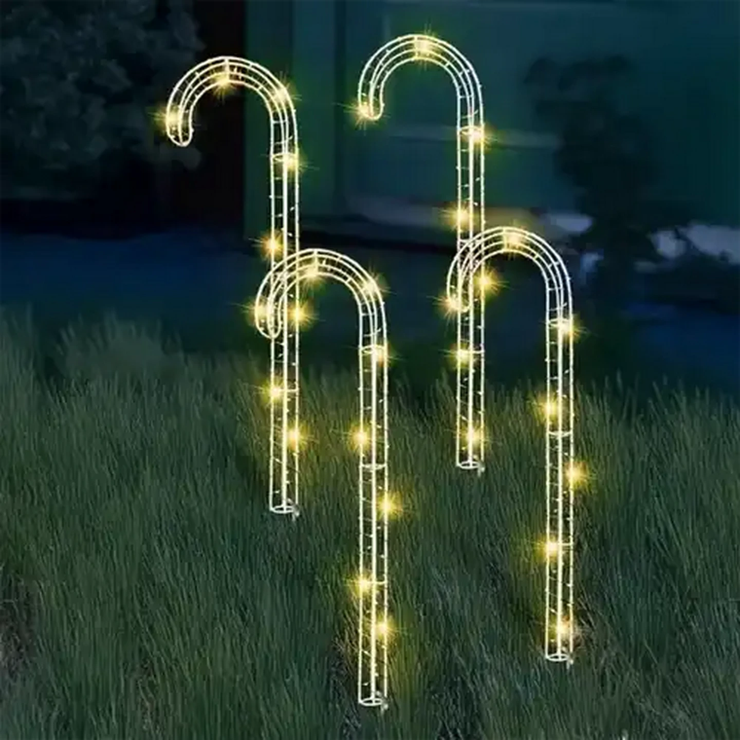 Image of Candy Cane Solar LED Lights 4 Piece