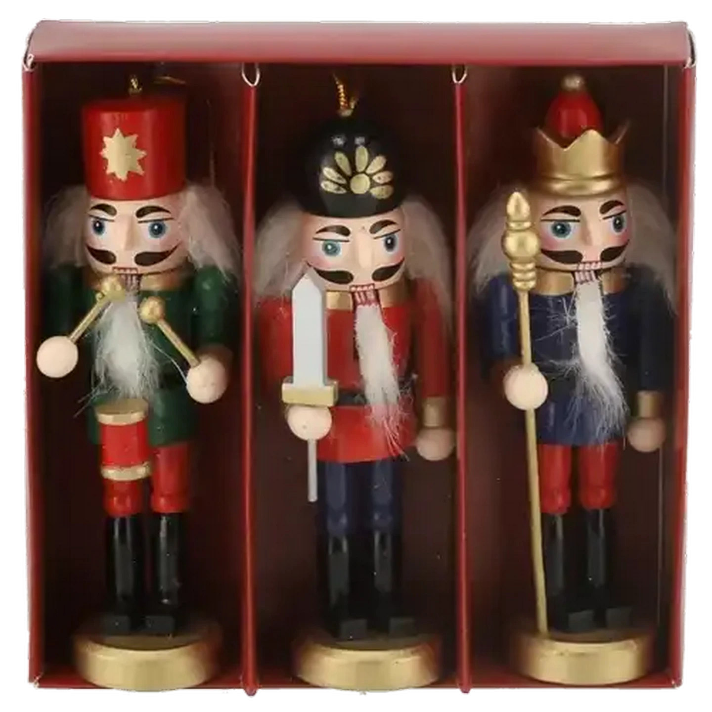 Image of Santa's Choice Christmas Nutcracker 13cm Tree Decoration 3 Piece