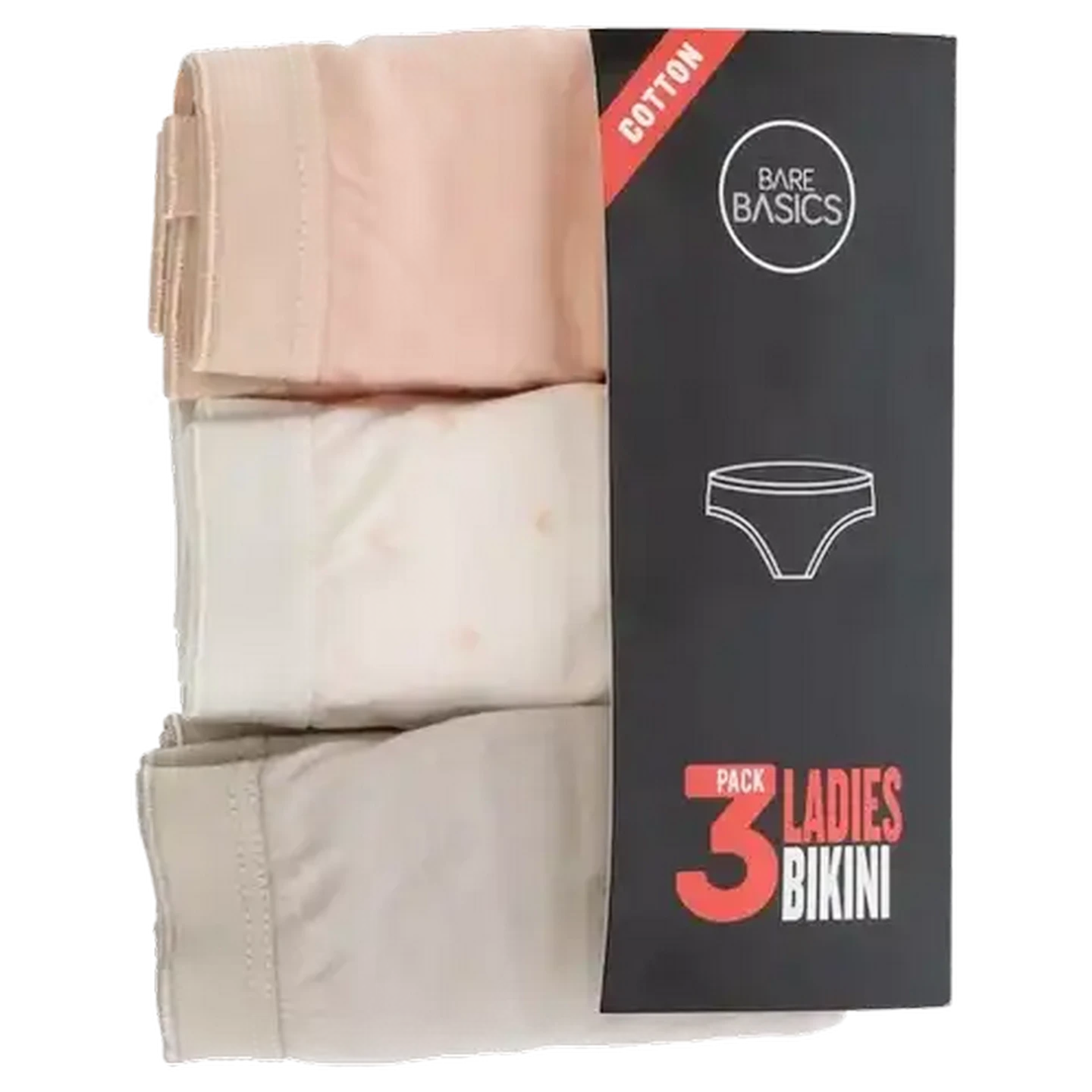 Image of Bare Basics Ladies Extra Large Cotton Bikini Panties 3-Pack