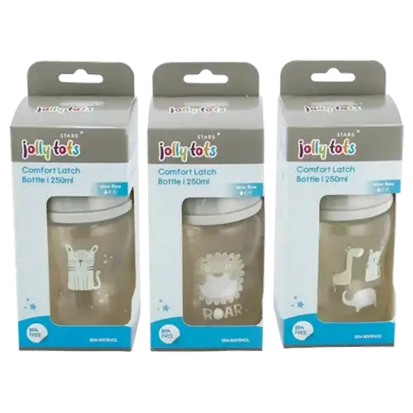 Image of Jolly Tots Comfort Latch Bottle 250ml (Design May Vary)