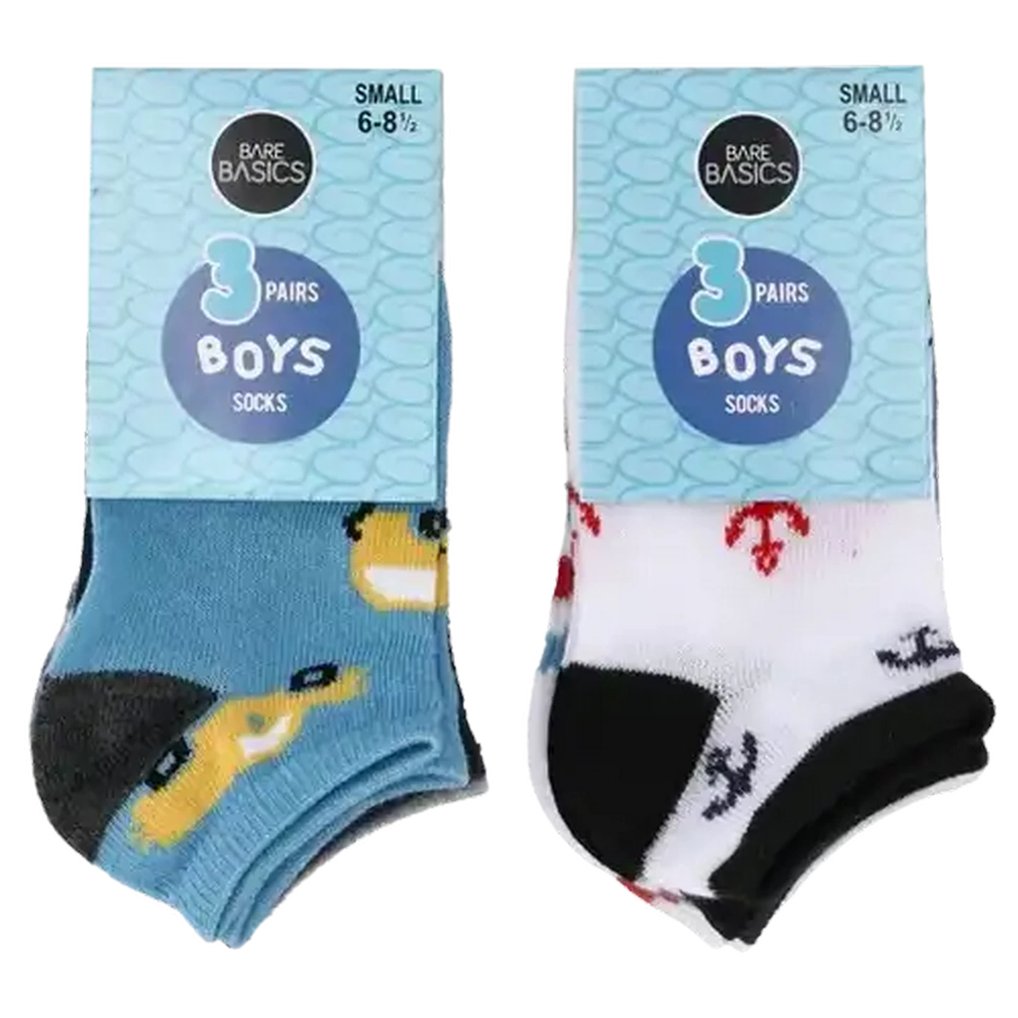 Image of Bare Basics Boys Small Low Cut Socks 6-8½ 3-Pack (Design May Vary)