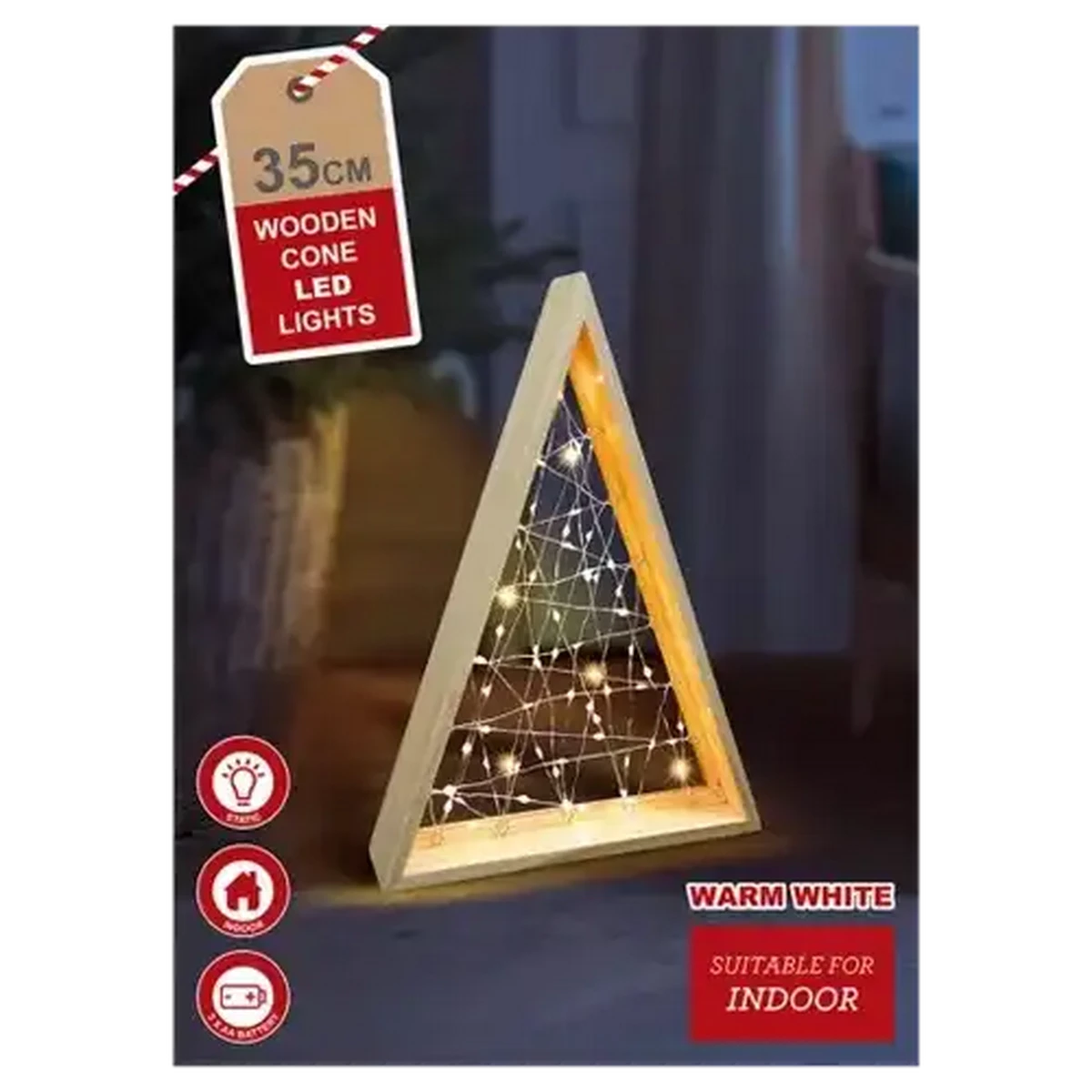 Checkers Sixty60 | Wooden Cone LED Lights 35cm