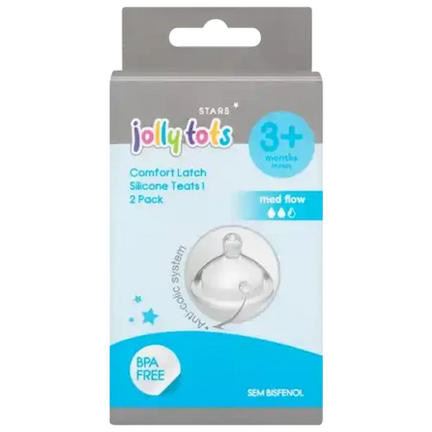 Image of Jolly Tots Comfort Silicone Latch Teats 3 Months+ 2-Pack