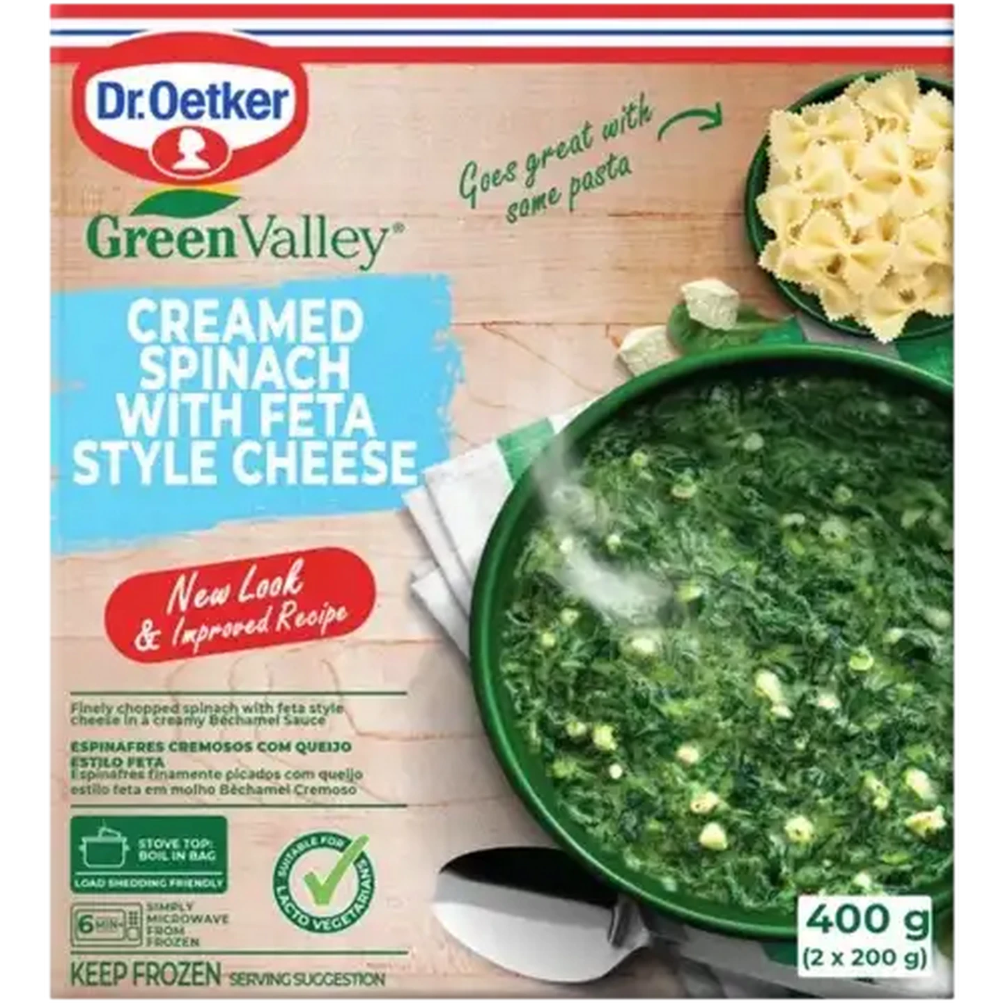 Image of Dr. Oetker Green Valley Frozen Creamed Spinach with Feta Style Cheese 2 x 200g