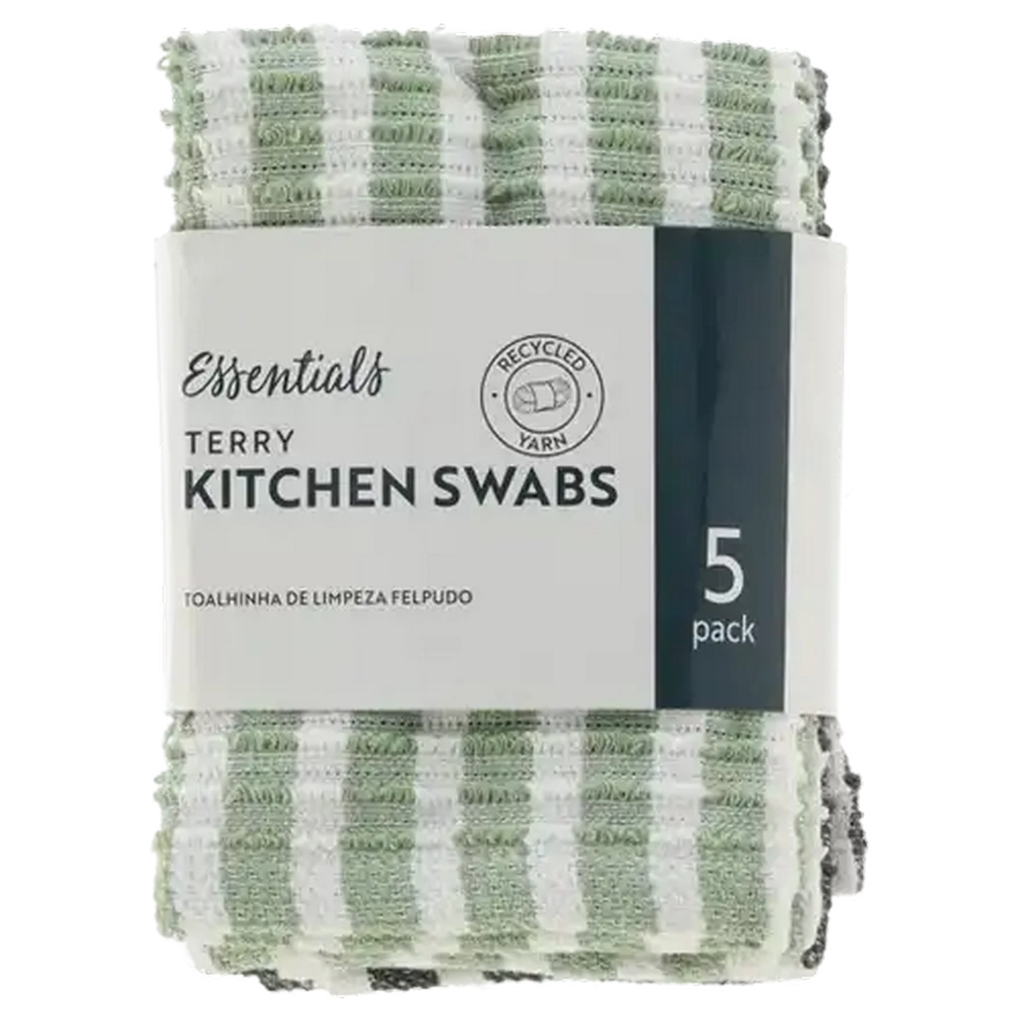 Image of Essentials London Terry Kitchen Swabs 30 x 30cm 5-Pack (Colour May Vary)