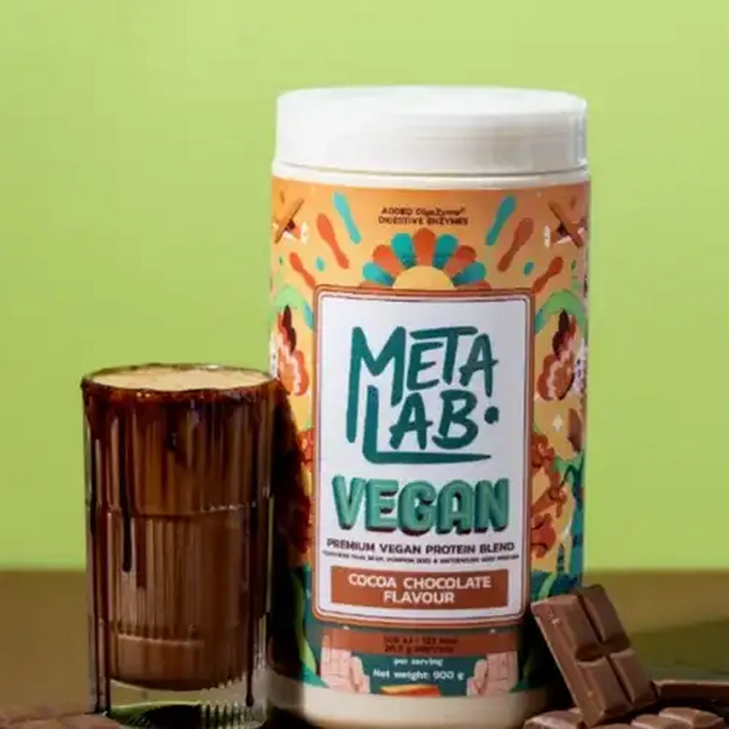 Image of METALAB VEGAN Cocoa Chocolate Premium Plant Protein Blend 900g