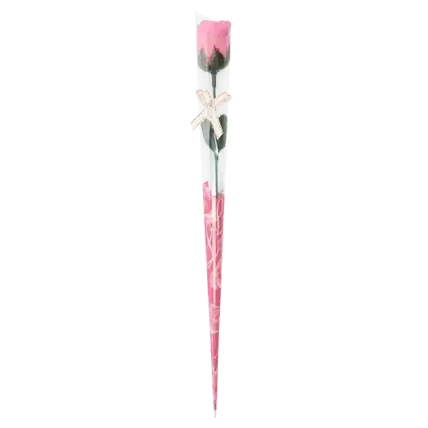 Image of Artificial Pink Scented Rose with Bow
