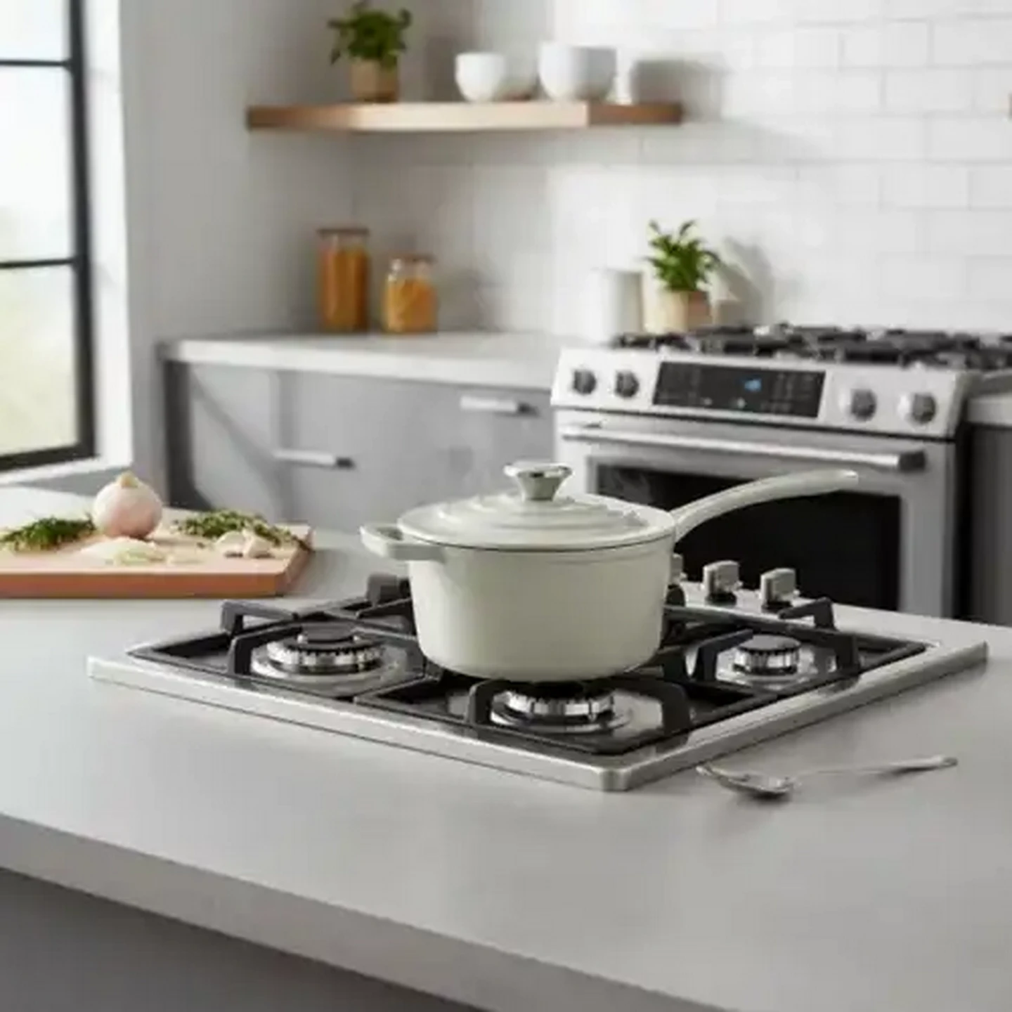 Image of Forage And Feast Cream Cast Iron Sauce Pan 19cm