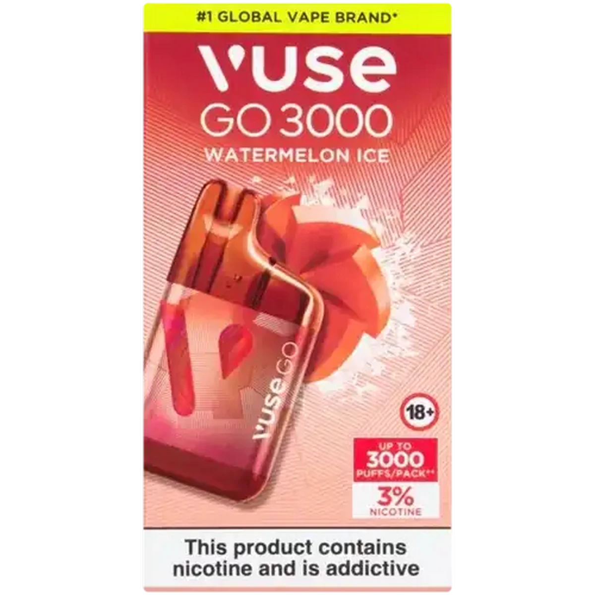 Vuse Go 3000 Watermelon Ice 3% Rechargeable Disposable Vape 6ml  (Non-Refundable. Non-Returnable.)