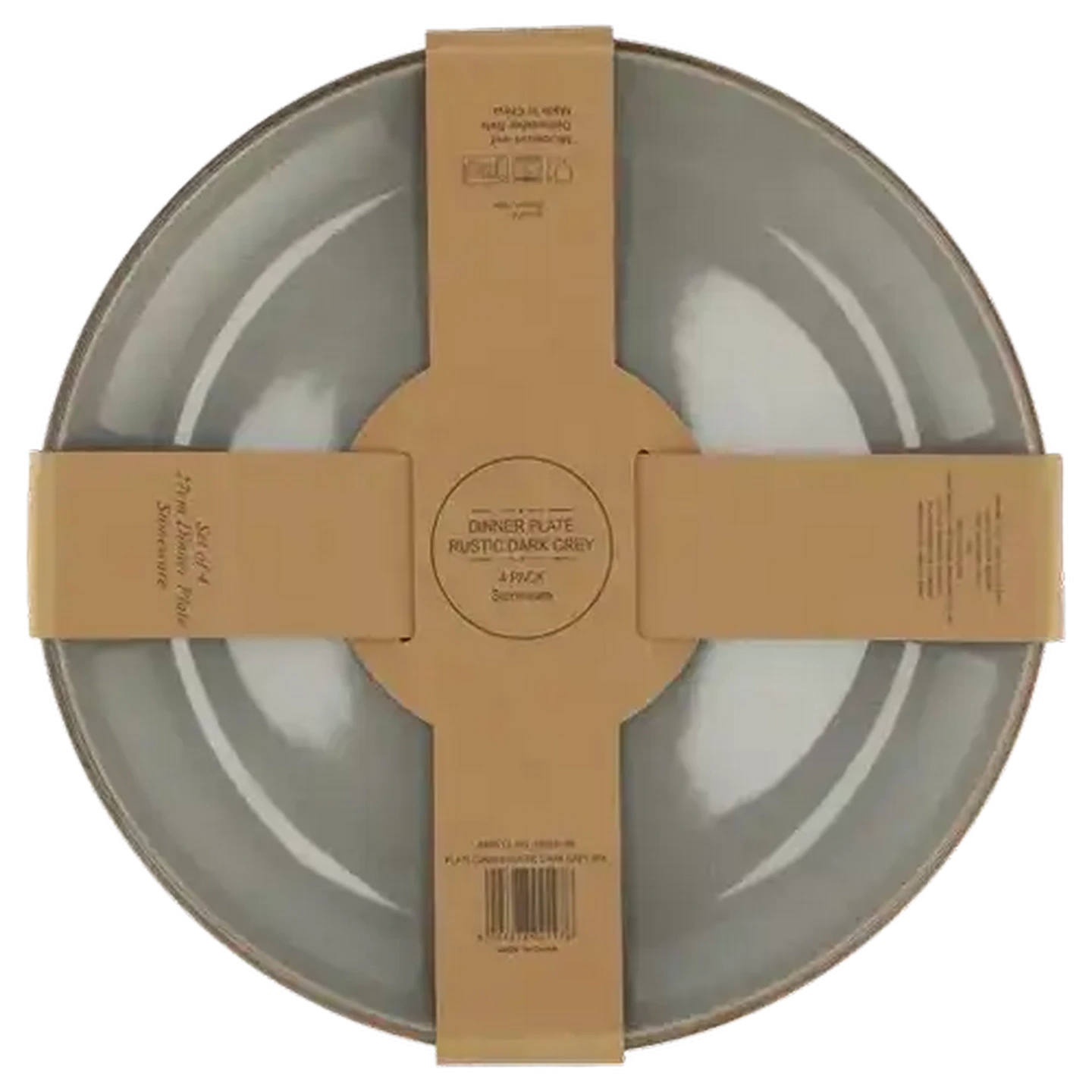 Image of Rustic Dark Grey Dinner Plates 27cm 4-Pack
