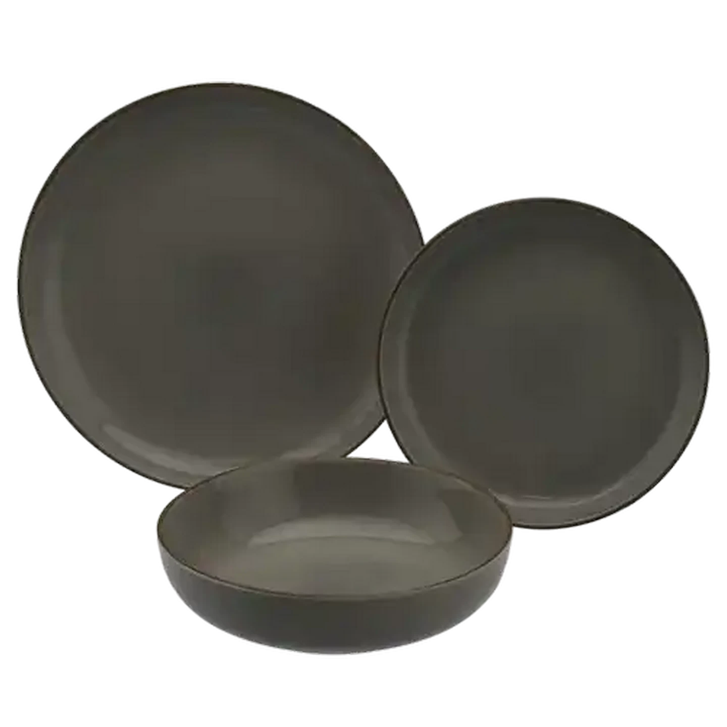 Image of Rustic Dark Grey Dinner Plates 27cm 4-Pack