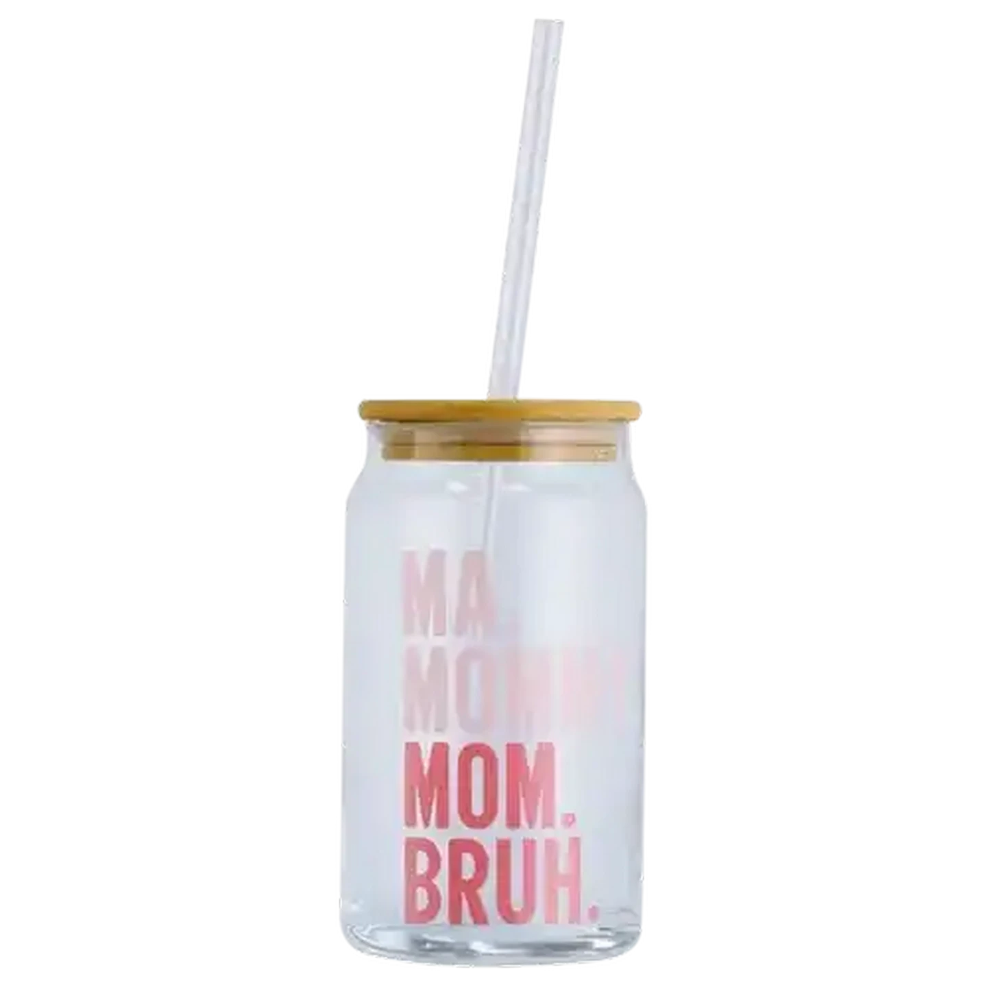 Image of Mother's Day Glass with Straw 500ml (Design May Vary)