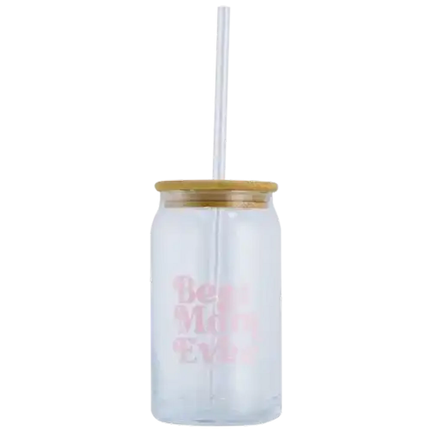 Image of Mother's Day Glass with Straw 500ml (Design May Vary)