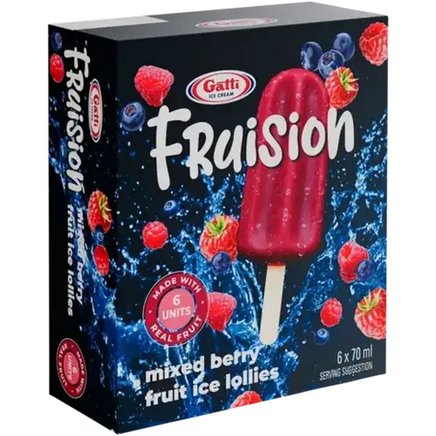 Image of Gatti Ice Cream Fruision Mixed Berry Fruit Ice Lollies 6 x 70ml
