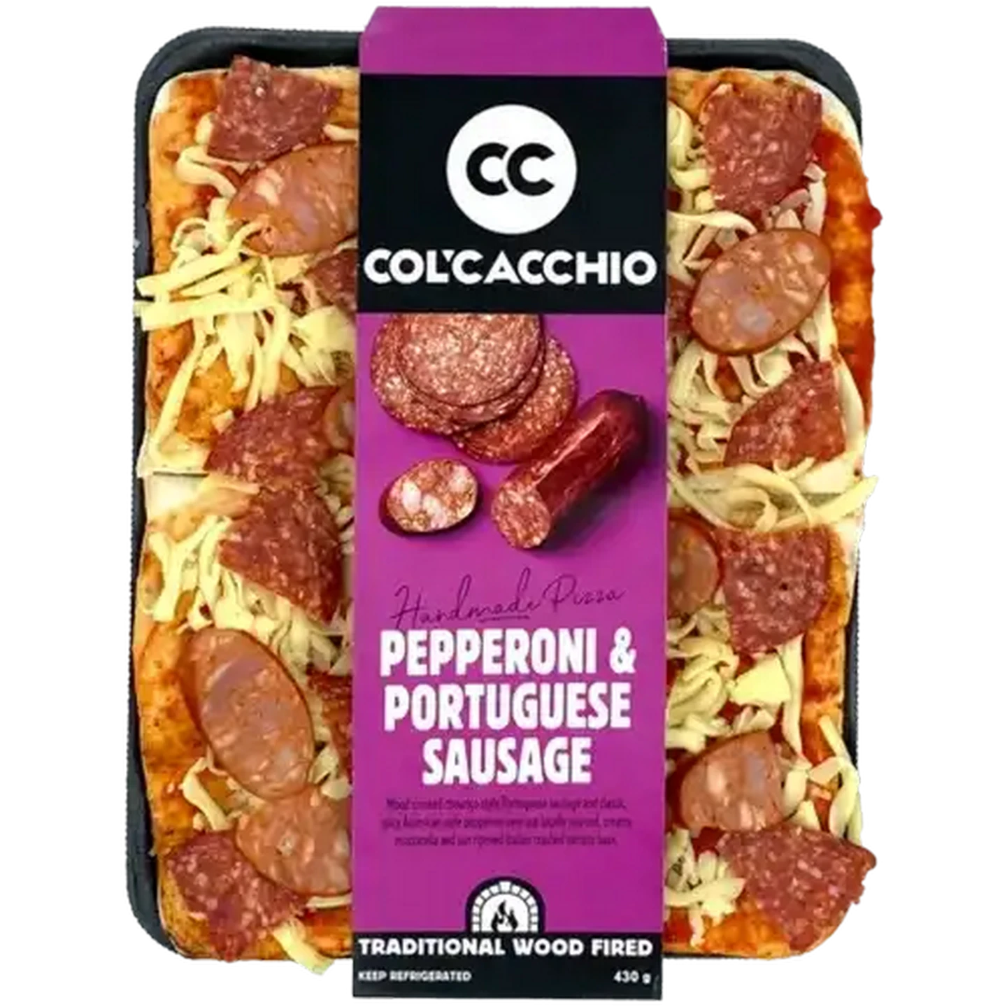 Image of Col’Cacchio Frozen Pepperoni & Portuguese Sausage Pizza 430g