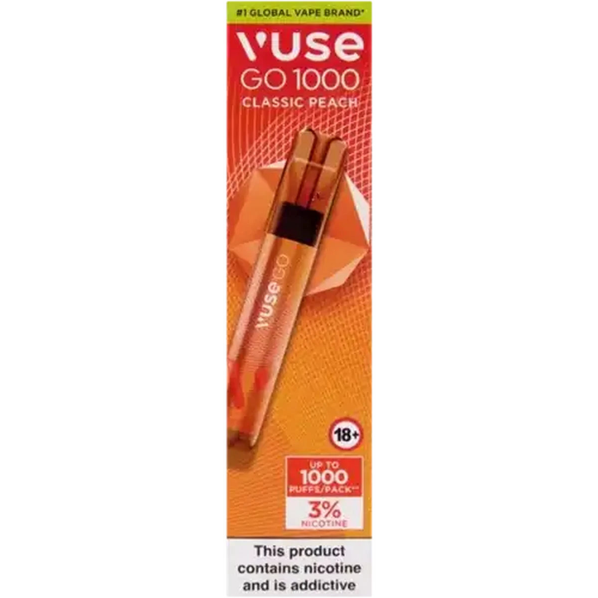 Vuse Go 1000 Classic Peach 3% Disposable Vape 2ml (Non-Refundable.  Non-Returnable.)