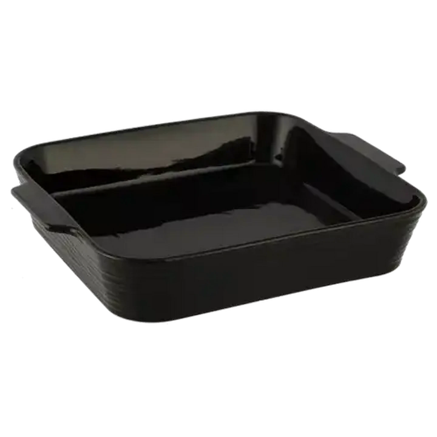Image of Embossed Stoneware Black Square Baker 35.5cm