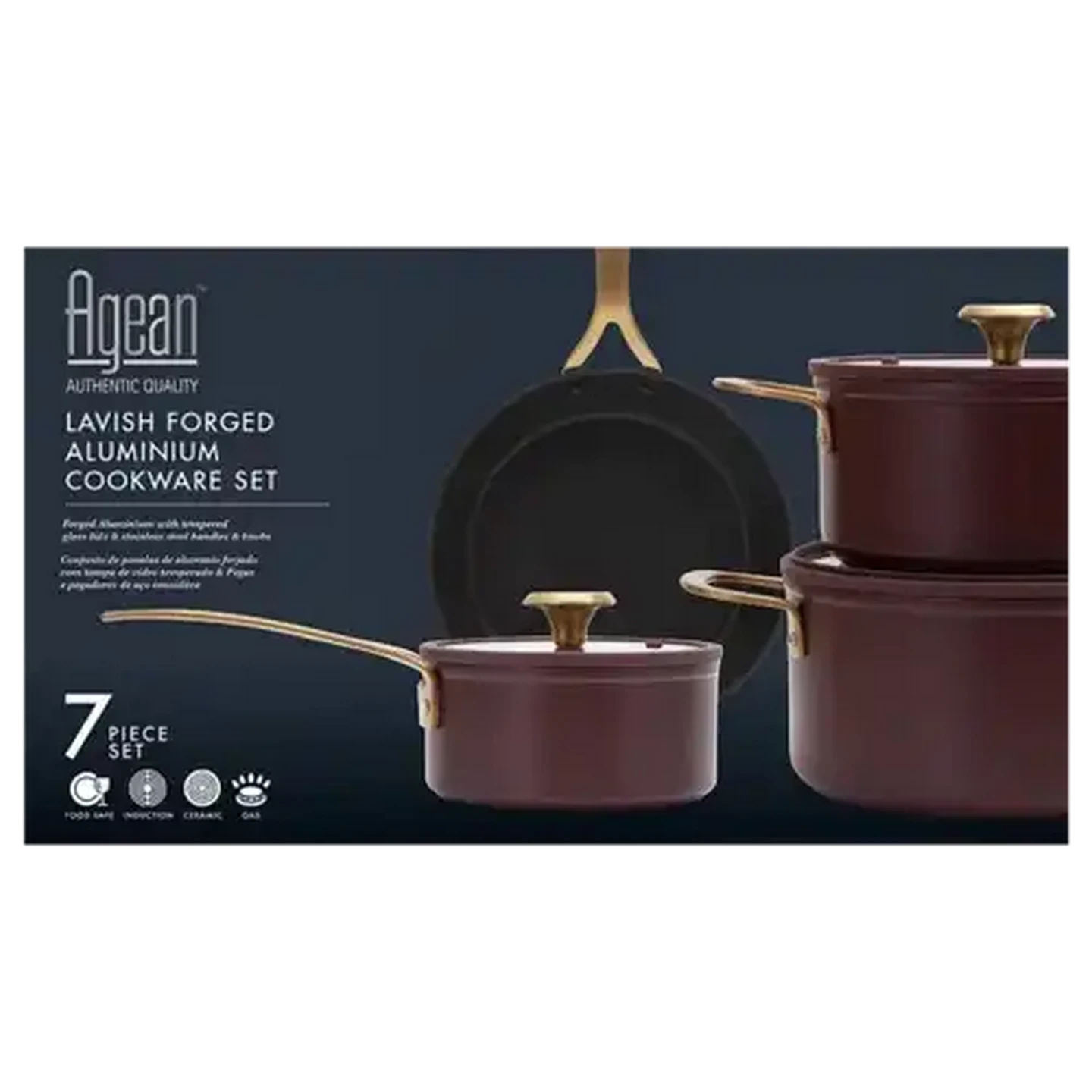 Image of Agean Lavish Forged Aluminium Maroon Cookware Set 7 Piece