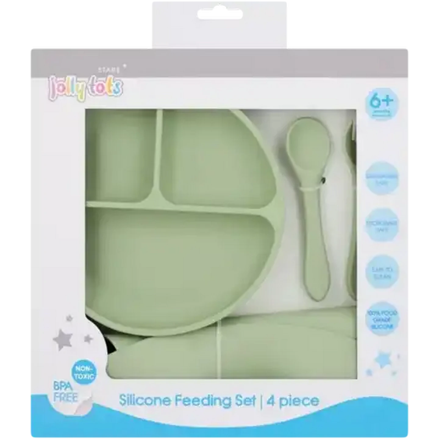 Image of Jolly Tots Silicone Feeding Set 4 Piece (Colour May Vary)