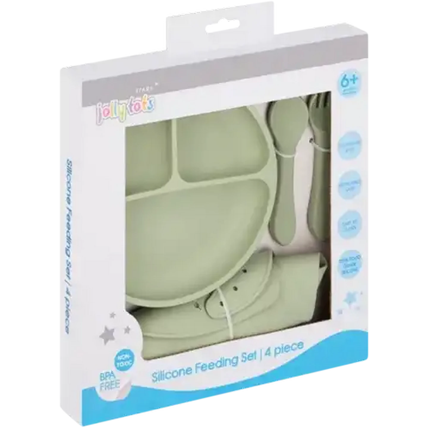 Image of Jolly Tots Silicone Feeding Set 4 Piece (Colour May Vary)