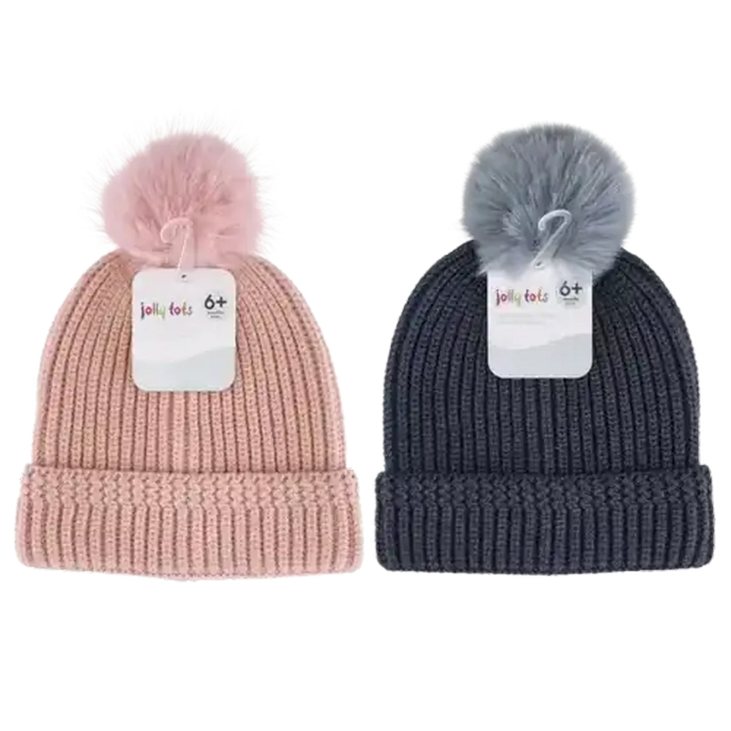 Image of Jolly Tots Pompom Baby Beanie 6 Months + (Colour May Vary)