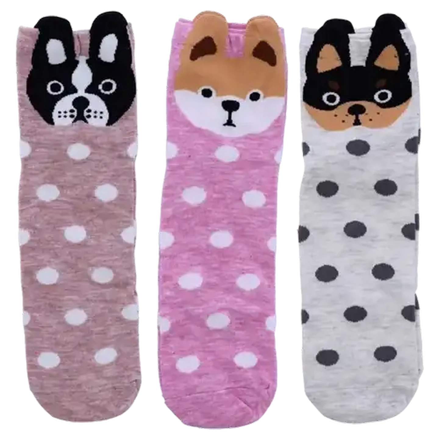 Image of Bare Basics Ladies Cotton Rich Dog Anklet Socks Size 4-7 3-Pack (Design May Vary)