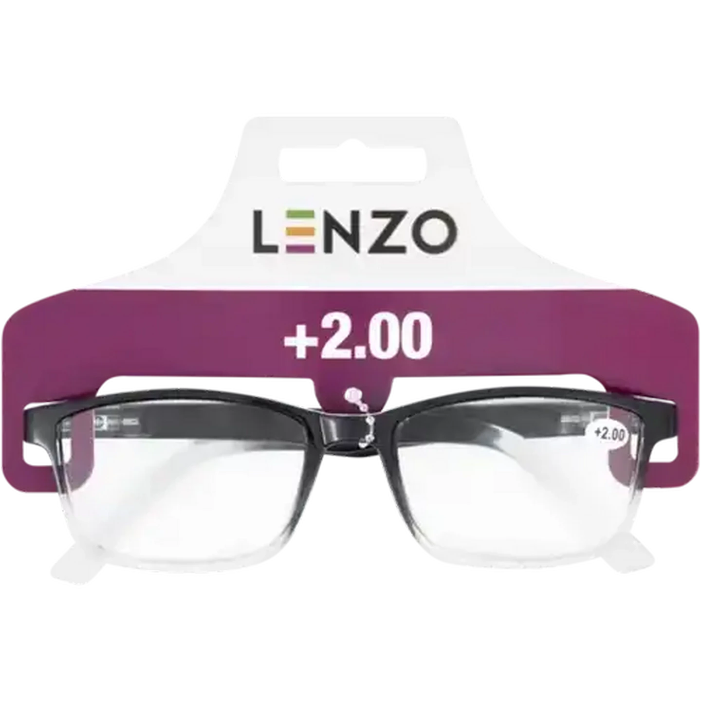 Image of LENZO Designer Eyes Black +2.0 Ombre Reading Glasses