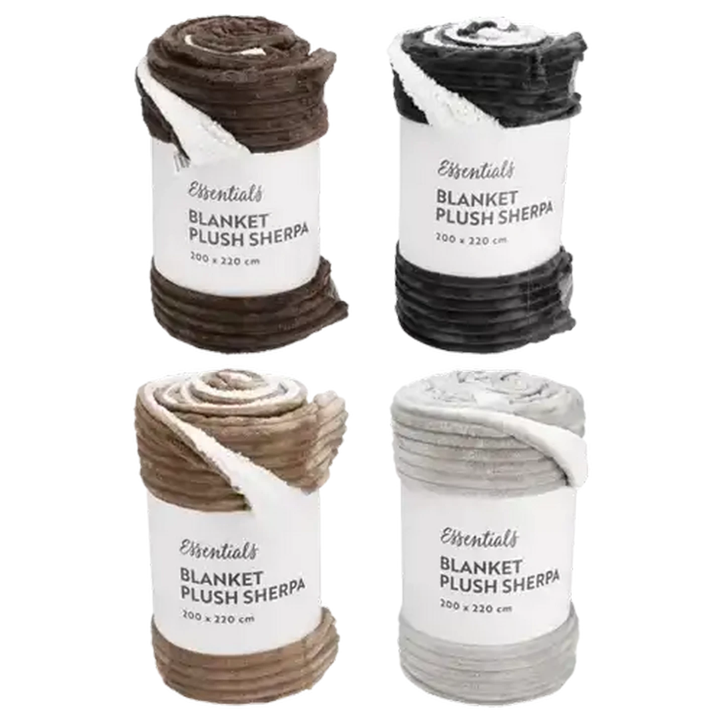 Image of Essentials Sherpa Plush Blanket 200 x 220cm (Colour May Vary)