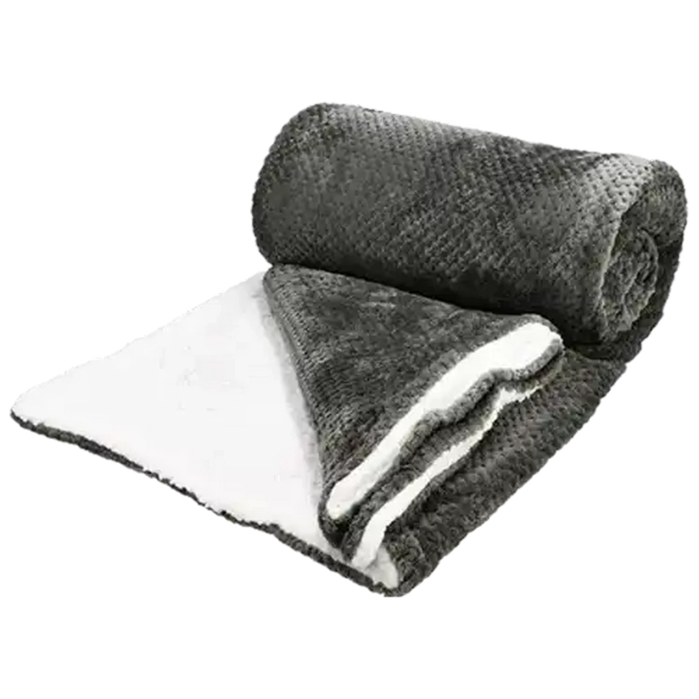Image of Essentials Sherpa Plush Blanket 200 x 220cm (Colour May Vary)