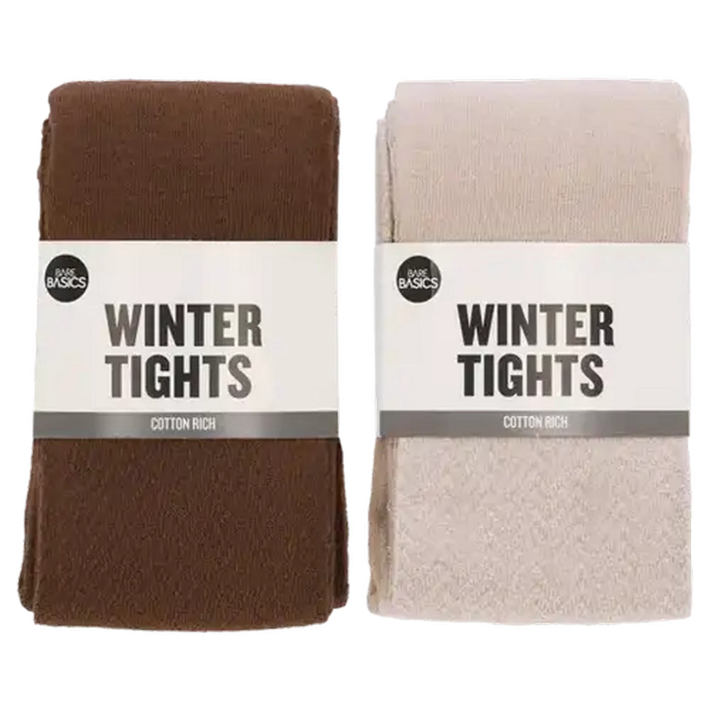Image of Bare Basics Small Neutral Ladies Textured Cotton-Rich Winter Tights (Colour May Vary)