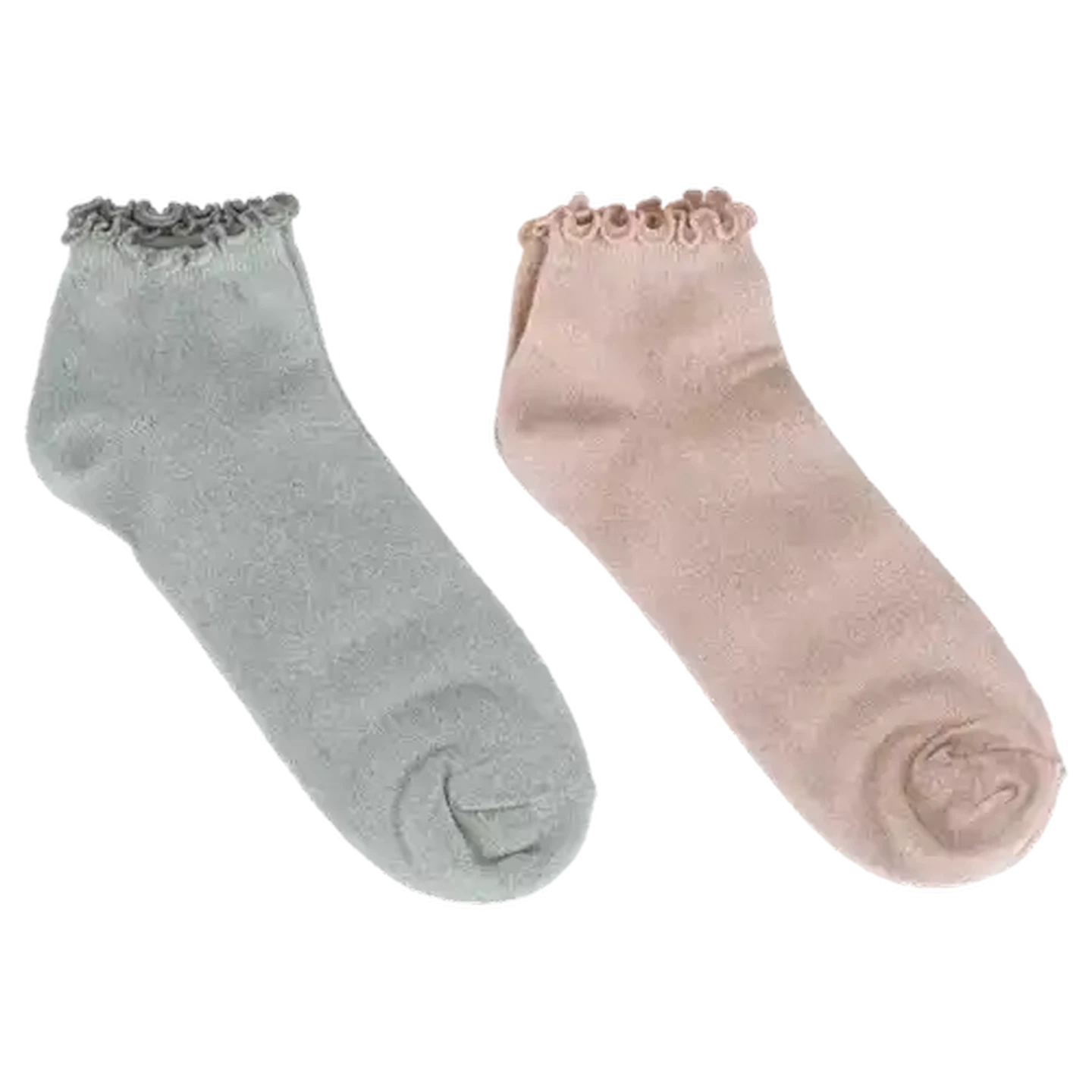 Image of Bare Basics Ladies Low Cut Cotton-Rich Frilly Socks Size 4-7 2-Pack