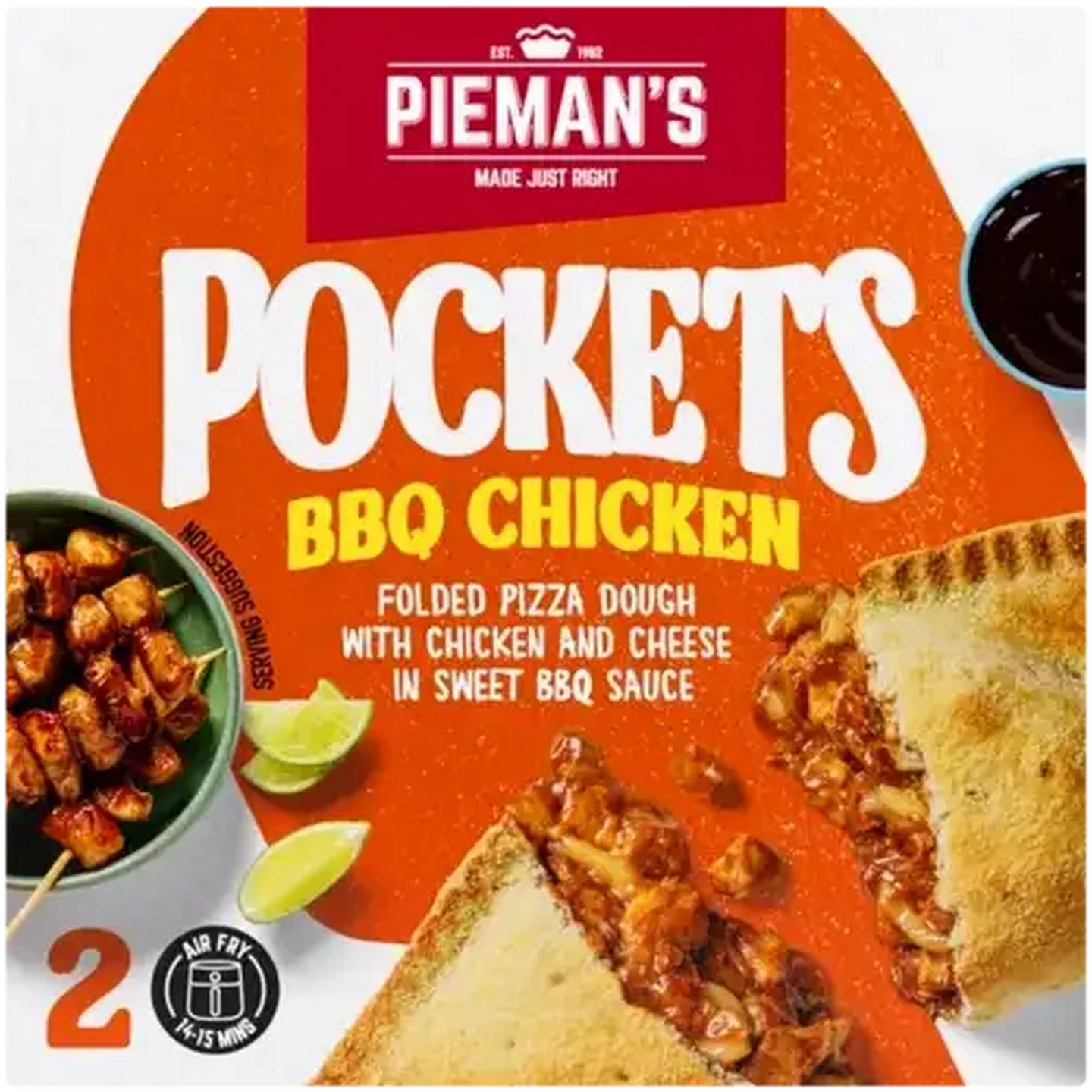 Image of PIEMAN'S Frozen BBQ Chicken Pizza Pockets 2 x 130g