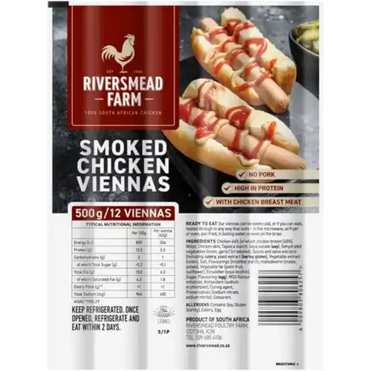 Checkers Sixty60 | Riversmead Farm Smoked Chicken Viennas 12 Pack