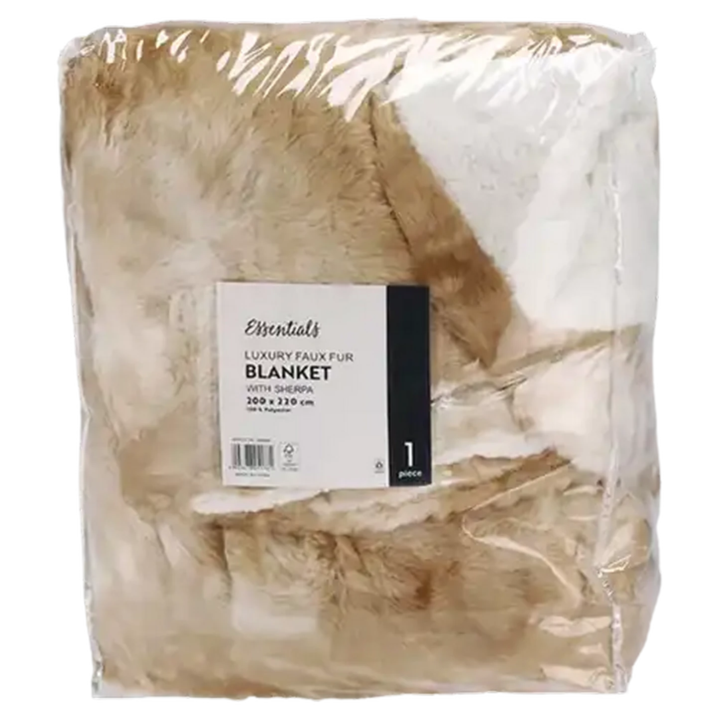 Image of Essentials Stone Luxury Faux Fur Blanket with Sherpa 200 x 220cm