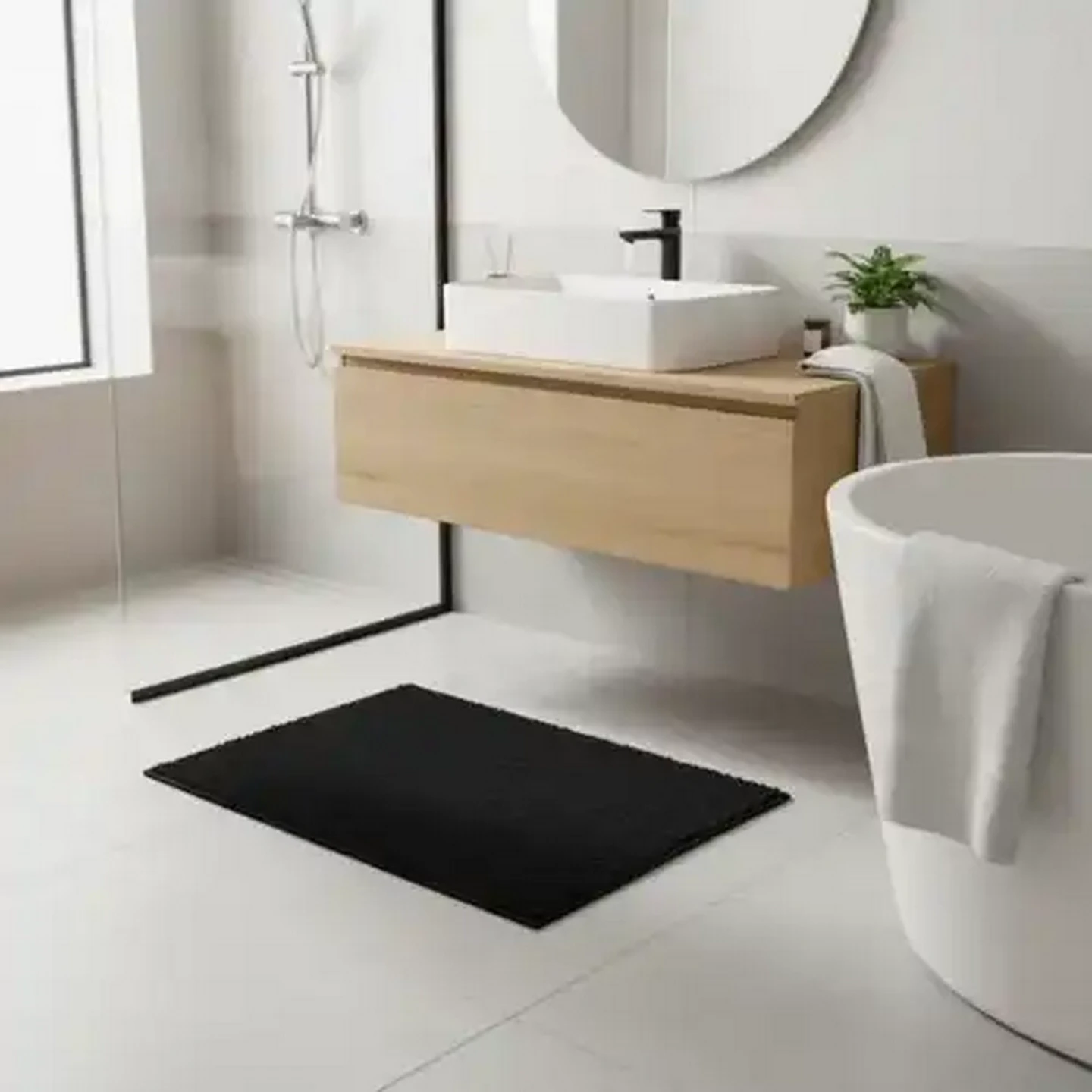 Image of Essentials Black Signature Bath Mat 50 x 70cm
