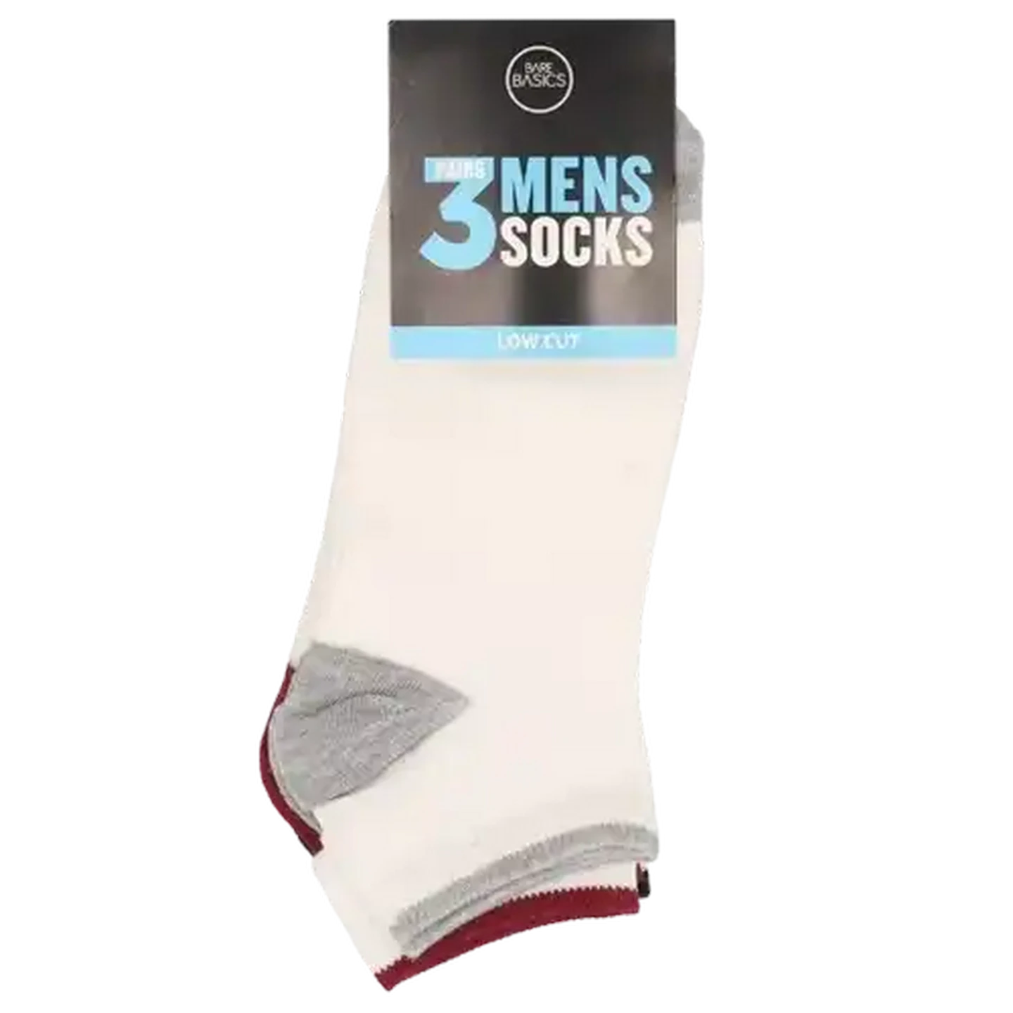 Image of Bare Basics Men's Low Cut Heel & Toe Socks Size 7-11 3-Pack