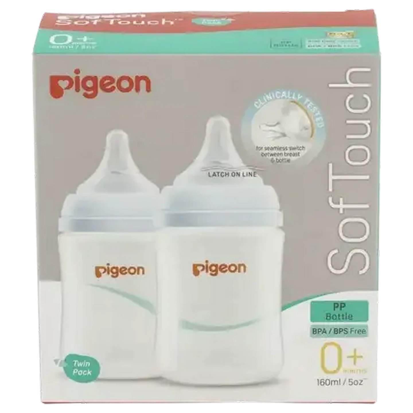 Image of Pigeon SofTouch Bottles 160ml 2 Pack 0 Months+