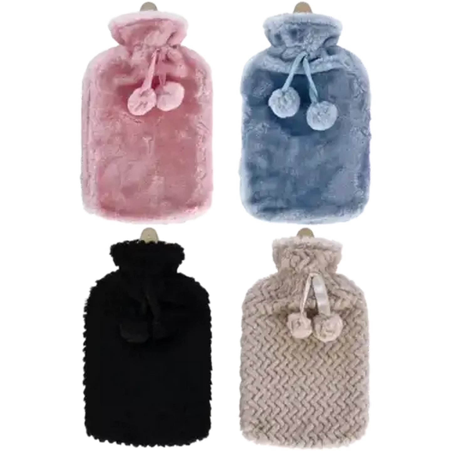 Image of TravelVac Plush Pom Pom Hot Water Bottle 2L (Colour May Vary)