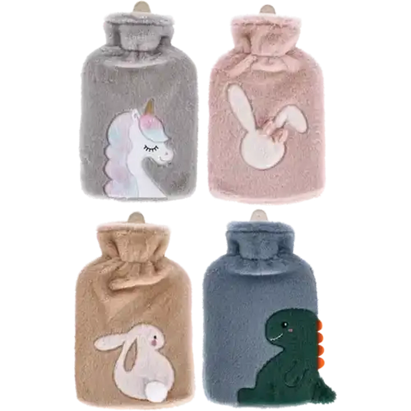 Image of Animals Fluffy Hot Water Bottle 2L (Design May Vary)