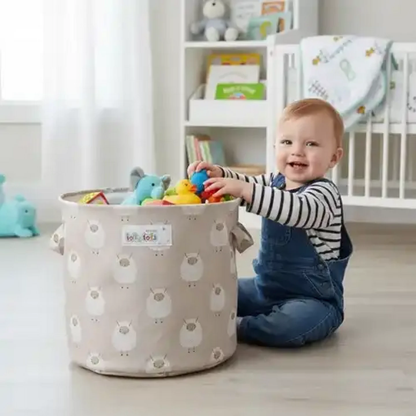 Image of Jolly Tots Little Sheep Collapsable Fabric Storage Bin 42 x 40cm